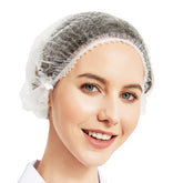 ProtectX white disposable hair nets provide a comfortable fit for long hair in food service.