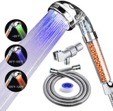 PRUGNA LED shower head color change indicates water temperature for a visual cue.