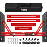PUIOCO stair tread template tool in use for precise stair measurements.
