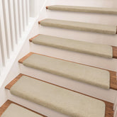 Pure Era carpet stair treads plush beige 9.5x30 for cozy anti-slip stair grip