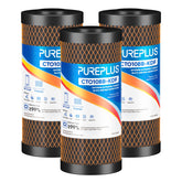 PurePlus 5-micron cartridge shown in housing for whole-house filtration.