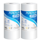 PUREPLUS 5-micron cartridge close-up showing three-layer density for sediment capture.