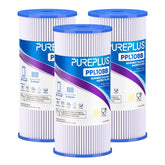 PUREPLUS 5-micron pleated sediment filter close-up highlighting dense filtration media.
