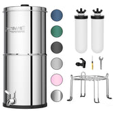 Purewell 3-stage gravity filter front view reduces chlorine for cleaner taste.