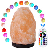 Pursalt Himalayan salt lamp 7-inch front view glows with warm pink light for ambiance.