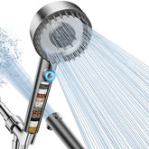 PWERAN filter head with handheld design and 5-inch panel for adjustable spa-like spray.