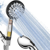 PWERAN filtered shower head handheld in chrome finish; easy installation