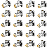 PXZBLG 20-pack angle stop valve close-up showing durable chrome-plated brass body.