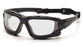 Pyramex I-Force Slim safety goggle with black frame and clear anti-fog lens for all-day visibility.