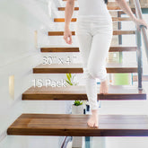 Q-Hillstar Clear Non Slip Stair Treads on wood steps provide discreet traction for family safety