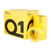 Q1 yellow masking tape 2in applied on curved car panels for sharp paint edges