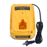 Qbmel DC9310 fast charger front view powering Dewalt 18V NiCd/NiMH batteries efficiently.