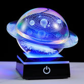 Qianwei 3D solar system crystal ball with Saturn front view for elegant space decor.