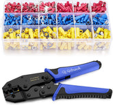 Qibaok wire terminals crimping tool kit close-up handle for precise control.