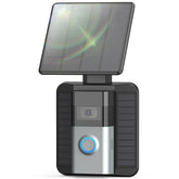 QIBOX solar panel mounted on wall provides steady doorbell power from sunlight.