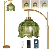 QIYIZM green floor lamp arc with remote for living room ambience