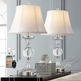 QiMH glass table lamp for living room enhances warm ambiance with textured glass.