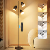 QiMH LED floor lamp in living room setup showing ambient, adjustable lighting.