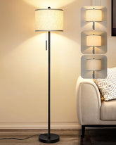 Qingmiao floor lamp with 63-inch black pole for modern living rooms.