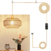 Qingmiao paper woven pendant light adds boho charm for cozy ambient lighting.