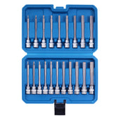 Qnkaa extra-long hex bit socket set on a workbench emphasizing reach and precision