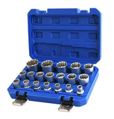Qnkaa spline socket set with 1/2-inch drive in a rugged case for organization.