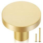 QOGRISUN round brass knob close-up showing brushed finish and solid feel.