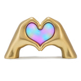 Qrglintwin Heart Hands Lamp in gold finish glowing softly for cozy home ambience