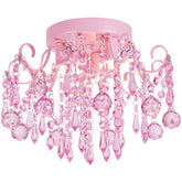 Q&S Mini Chandelier crystal pink girl adds warm ambience to a bedroom.