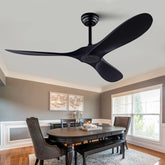 QUTWOB 52-inch matte black ceiling fan without lights for versatile rooms.