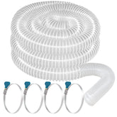 Qucship heavy PVC dust hose end connection shows quick secure setup for woodworking