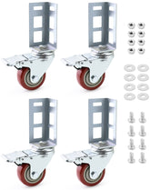 QWORK caster wheels front view on storage rack for improved mobility.