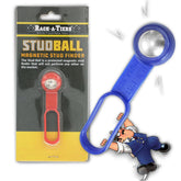 Rack-A-Tiers Stud Ball demonstrates magnetic detection through walls for quick stud locating
