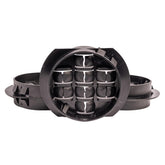 Rack-A-Tiers Wire Waffle connector installed inside panel for neat cable routing.