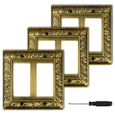 Ranweydi antique brass 2G wall plate front view highlights durable metal and paisley pattern.