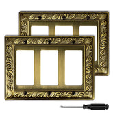 Ranweydi antique brass 3-gang wall plate with paisley pattern for stylish rooms