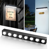 RaStatic Solar Sign Light with eight LEDs illuminating signs at night
