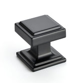 Ravinte 10-pack matte black square knob close-up shows durable zinc construction
