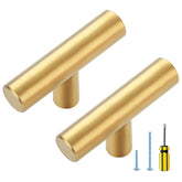 Ravinte Gold T Bar Knob front view shows brushed brass finish on contemporary cabinet hardware.