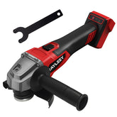 RAYLEEY cordless angle grinder in use with Milwaukee 18V battery for fast metal grinding.