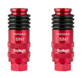 RayMagic 5In1 universal coupler front view in red showing two-piece design for quick tool changes.