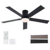 Rayqueen 52-inch ceiling fan with remote and lights in matte black.