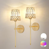 Rayspan gold battery-operated wall sconce with crystal shade for ambient living room lighting