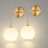 Rayspan gold battery wall sconce with milky shade provides soft, cozy lighting