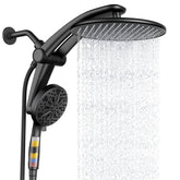 Razime magnetic dual shower head showing wide coverage and easy switch to handheld