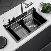 RCRLRE 30in black drop-in sink with cutting board expands kitchen prep area