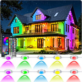 RCUICA 500ft outdoor lights displaying integrated waterproof LED ambiance for garden and deck.