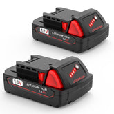 rebicacate m18 battery 2-pack front view, highlighting compact design for easy handling