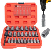 REBRA 27-piece screw extractor set in use removes a damaged bolt