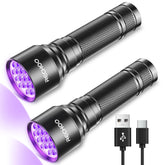 RECHOO UV Flashlight front view with 21 LEDs for stain detection and fluorescence reveal.